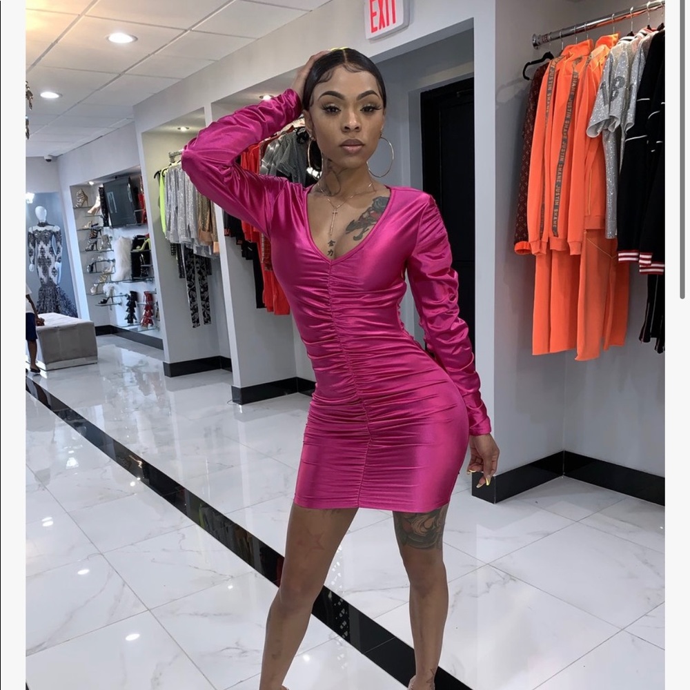 Pink Satin Classy Girl Dress